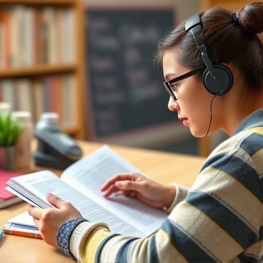 A student using a study skills guide